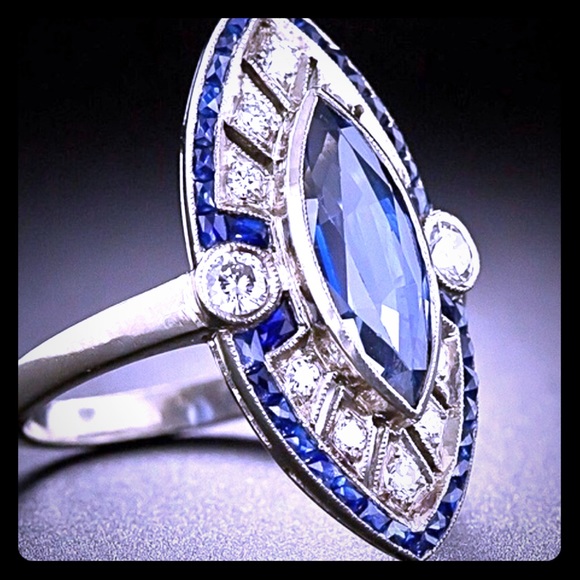 Sterling silver natural sapphire ring - Picture 1 of 7
